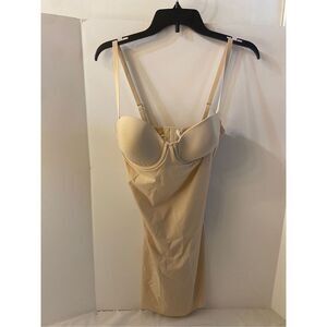 Maidenform slimming full shapewear suit snaps beige 38b rn#15763 Nylon‎ Blend